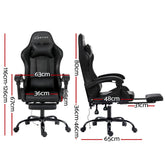 Artiss 2 Point Massage Gaming Office Chair Footrest Black Chez Guru